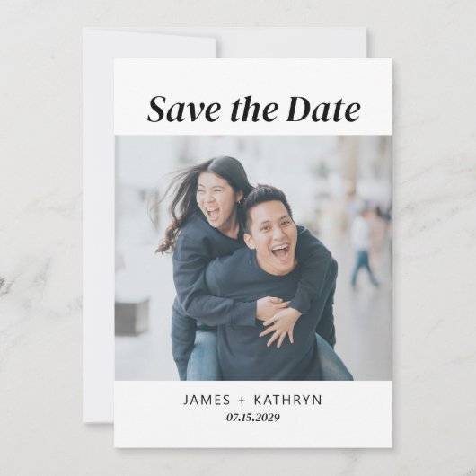 Minimalistisches Save the Date Foto Einfache QR-Co Einladung (Vorderseite)