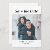 Minimalistisches Save the Date Foto Einfache QR-Co Einladung (Vorne/Hinten)