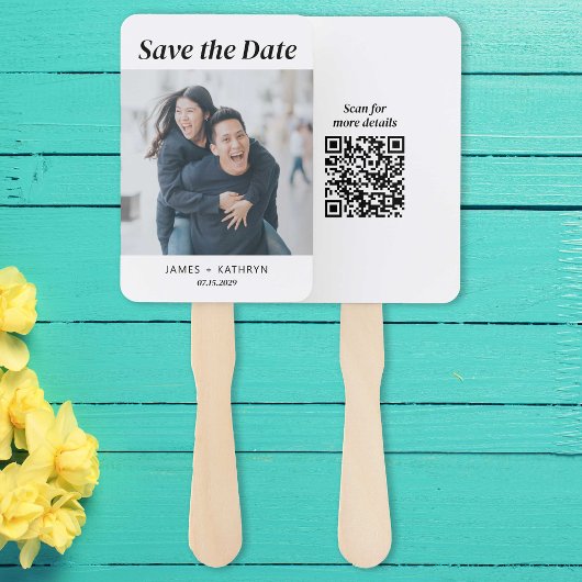 Minimalistisches Save the Date Foto Einfache QR-Co Fächer
