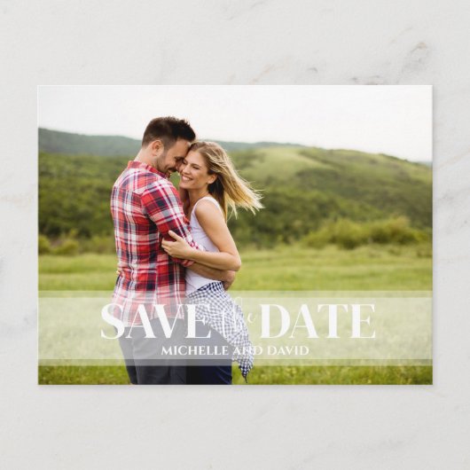 Minimalistisches Save the Date Foto | QR-Code-Webs Ankündigungspostkarte (Vorderseite)