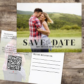 Minimalistisches Save the Date Foto | QR-Code-Webs Ankündigungspostkarte
