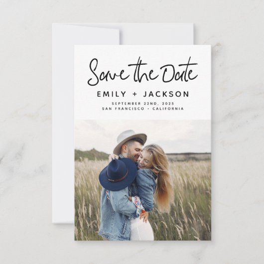 Minimalistisches Save the Date handgeschriebenes F (Vorderseite)