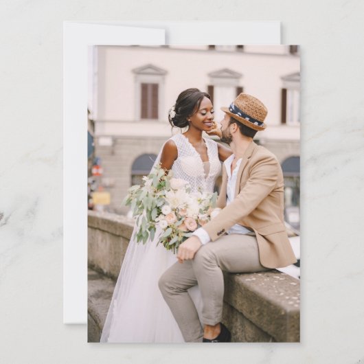 Minimalistisches Save the Date handgeschriebenes F (Rückseite)