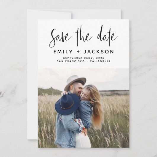 Minimalistisches Save the Date handgeschriebenes F (Vorderseite)