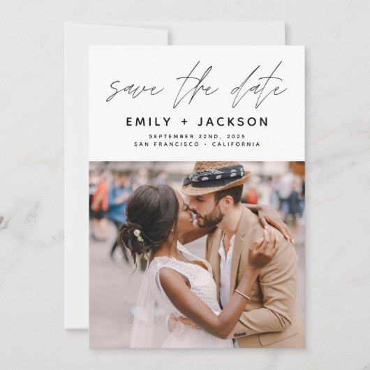 Minimalistisches Save the Date handgeschriebenes F (Vorderseite)