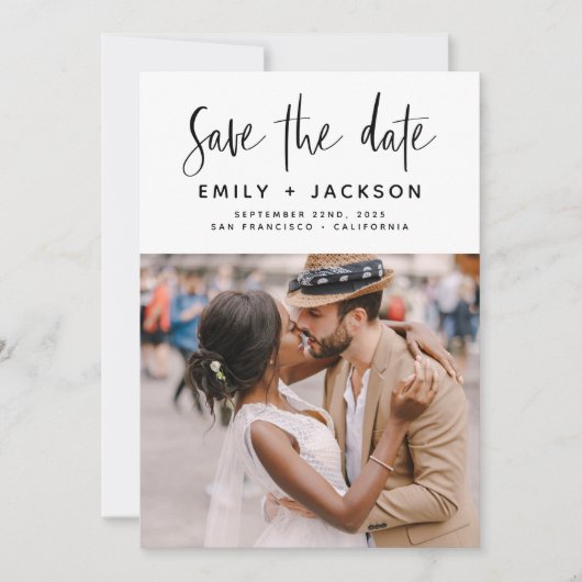Minimalistisches Save the Date handgeschriebenes F (Vorderseite)