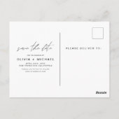 Minimalistisches Save the Date Postkartenskript-Fo Postkarte (Rückseite)