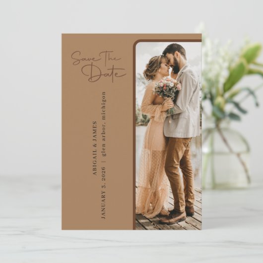 Minimalistisches Save the Date Unkraut Einladung (Stehend Vorderseite)