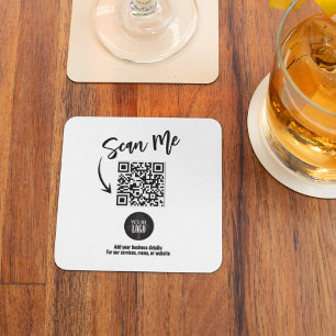 Minimalistisches Scanne-Mich-QR-Code-Geschäftslogo Rechteckiger Pappuntersetzer