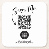 Minimalistisches Scanne-Mich QR-Code Geschäftslogo Rechteckiger Pappuntersetzer (Vorderseite)