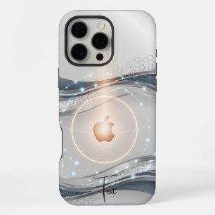 Minimalistisches Schieferblau-Wellendesign, anpass iPhone 16 Pro Max Hülle