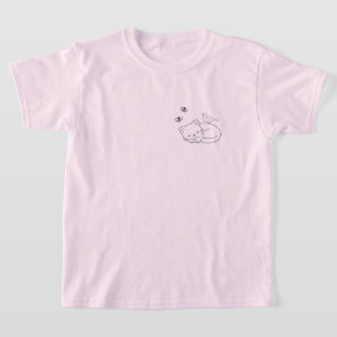 Minimalistisches Schlafendes Katze Kindershirt T-Shirt