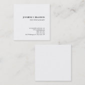 Minimalistisches Schlichtes Berufliches Weiß Quadratische Visitenkarte (Vorne/Hinten)