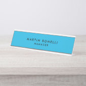 Minimalistisches Schlichtes Blau Schreibtischnamensplakette (Vorderseite )