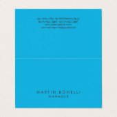 Minimalistisches Schlichtes Blau Visitenkarten (Außenseite Aufgefaltet)