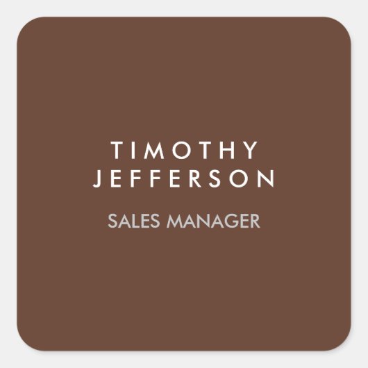 Minimalistisches Schlichtes Braun Elegante Moderne Quadratischer Aufkleber (Vorderseite)