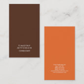 Minimalistisches Schlichtes Braun Orange Elegante  Visitenkarte (Vorne/Hinten)