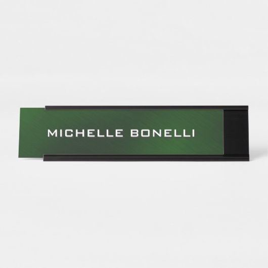 Minimalistisches Schlichtes Dunkelgrün Schreibtischnamensplakette (Vorderseite )