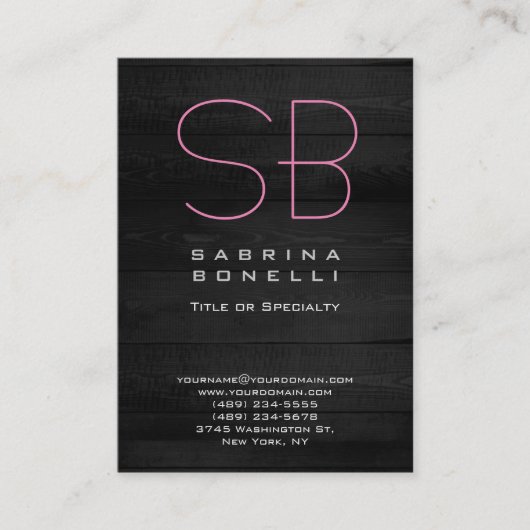 Minimalistisches Schlichtes Elegant-Graues Holzmon Visitenkarte (Vorderseite)