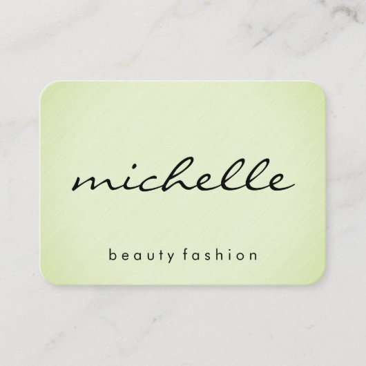 Minimalistisches Schlichtes Grün mit Kursivtext Visitenkarte (Vorderseite)