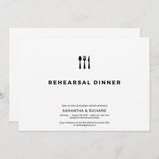 Minimalistisches, schlichtes Probe Einladung (Vorne/Hinten)