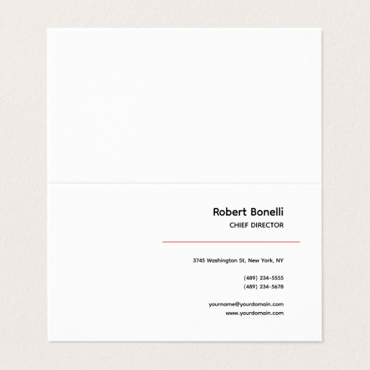 Minimalistisches Schlichtes Rotes Schwarz-weiß Mod Visitenkarten (Außenseite Aufgefaltet)