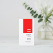 Minimalistisches Schlichtes Rotes Weiß Visitenkarte (Stehend Vorderseite)