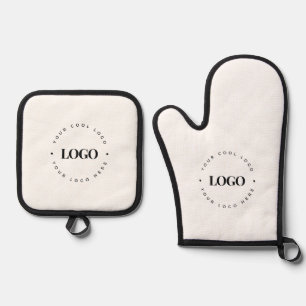 Minimalistisches, Schlichtes, rundes Firmenlogo fü Ofenhandschuh & Topflappen-Set