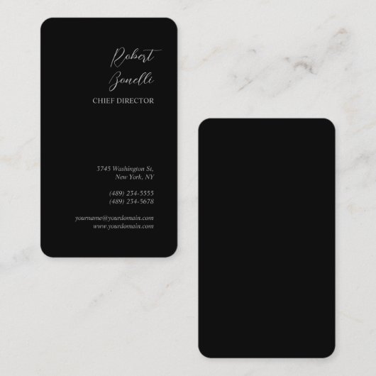Minimalistisches Schlichtes Schwarz Personalisiert Visitenkarte (Vorne/Hinten)