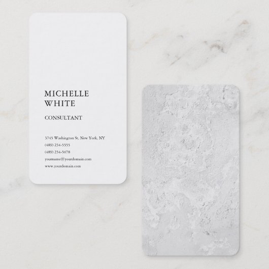 Minimalistisches Schlichtes Simple White Beruflich Visitenkarte (Vorne/Hinten)