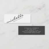 Minimalistisches Schlichtes Weiß mit Kursivschrift Mini Visitenkarte (Vorne/Hinten)