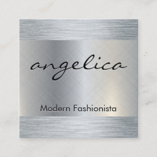 Minimalistisches Schlichtes Weiß mit Kursivschrift Quadratische Visitenkarte