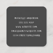 Minimalistisches Schlichtes Weiß mit Kursivschrift Quadratische Visitenkarte (Rückseite)