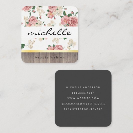 Minimalistisches Schlichtes Weiß mit Kursivschrift Quadratische Visitenkarte (Vorne/Hinten)