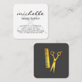 Minimalistisches Schlichtes Weiß mit Kursivschrift Quadratische Visitenkarte (Vorne/Hinten)