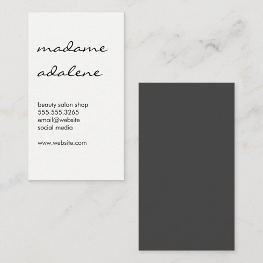 Minimalistisches Schlichtes Weiß mit Kursivschrift Visitenkarte (Vorne/Hinten)