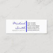 Minimalistisches Schlichtes Weiß Modernes Blau Mini Visitenkarte (Rückseite)