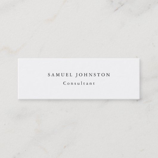 Minimalistisches Schlichtes Weißes Beruflich Mini Visitenkarte (Vorderseite)