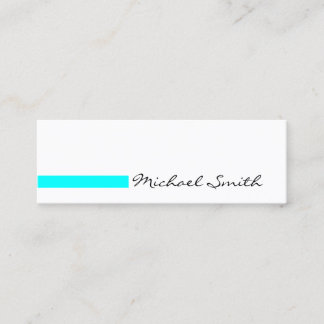 Minimalistisches Schlichtes Weißes Modern Aqua Mini Visitenkarte