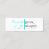 Minimalistisches Schlichtes Weißes Modern Aqua Mini Visitenkarte (Rückseite)