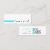 Minimalistisches Schlichtes Weißes Modern Aqua Mini Visitenkarte (Vorne/Hinten)