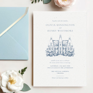 Minimalistisches Schloss Sketch Hochzeit Einladung
