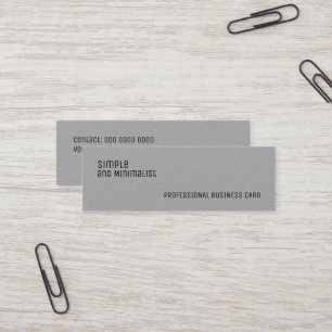 Minimalistisches, schmales, graues Papier Mini Visitenkarte