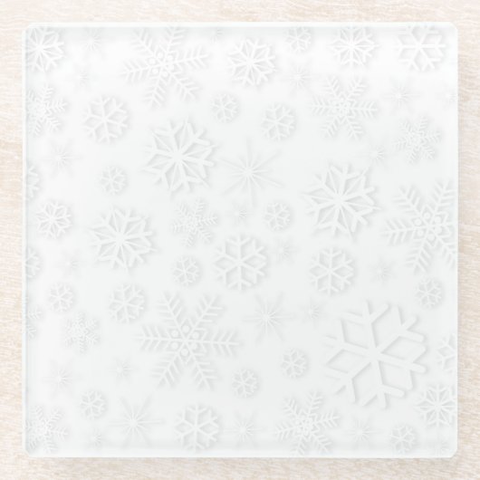 Minimalistisches Schneeflockenmuster Glasuntersetzer (Vorderseite)