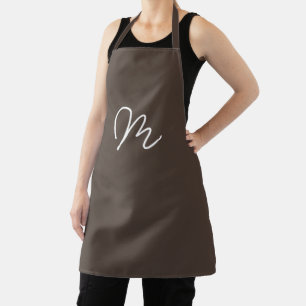 Minimalistisches Schokoladen-Tiefbraun-Monogramm Schürze