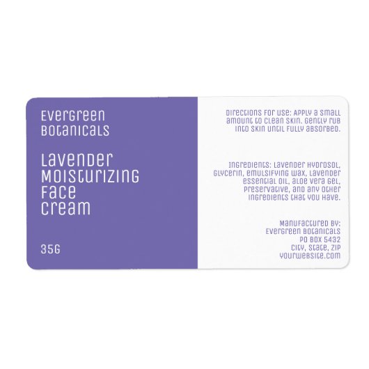 minimalistisches Schönheitslabel - lila und weiß (Vorne)