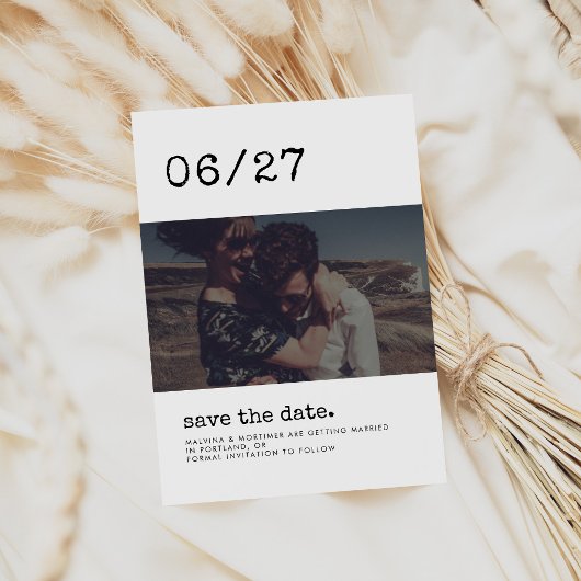 Minimalistisches SchreibmaschinenSave the Date Fot Save The Date