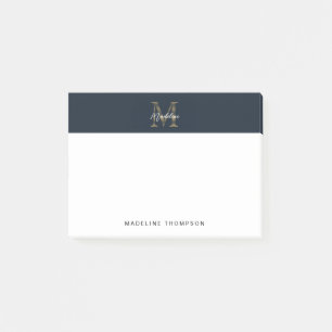 Minimalistisches Schrift Metallisch Navy Blau Gold Post-it Klebezettel