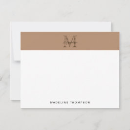 Minimalistisches Schrift-Metallisches Taupe-Gold-M Mitteilungskarte