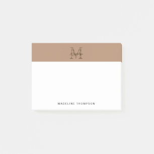 Minimalistisches Schrift-Metallisches Taupe-Gold-M Post-it Klebezettel